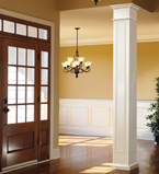 White column with post covers in the entry way of a home